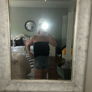 Navy Blue Strapless Crop Top